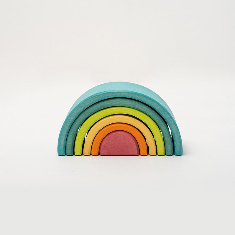 Rainbow Wooden Building Blocks: Early Education Stacking Toy & Children's Room Decor