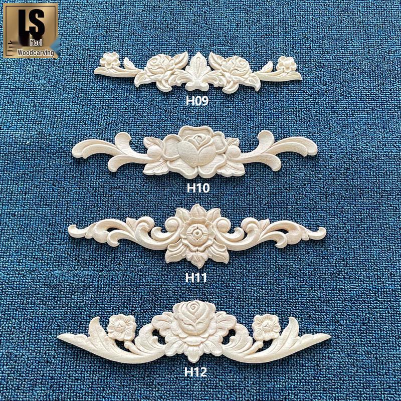 

Solid Wood Rose Carved Decorative Decal for Doors and Cabinets H12 20x5cm (12g)