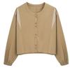 Round Neck Shirt for Women Long Sleeve Spring New Short Top Small Korean Casual Shirt