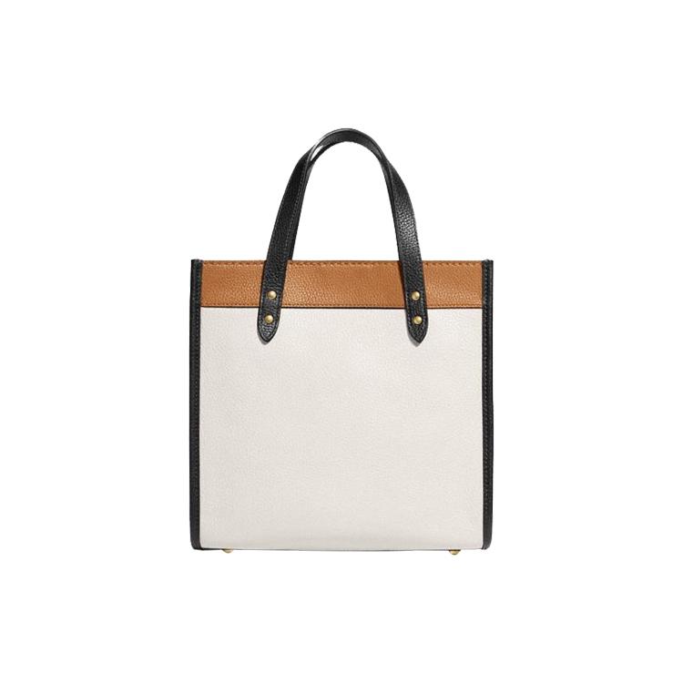 COACH Field Leather Tote Bag, Shopping Bag, Shoulder Bag, Crossbody Bag, Handbag Small Women's White/Brown C3461-B4CAH