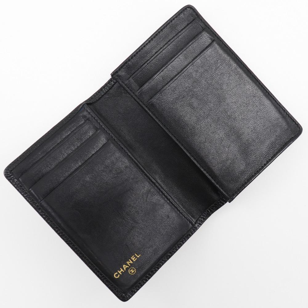 Chanel COCO Mark Name Card Holder Card Case Black Caviar Skin Women Used