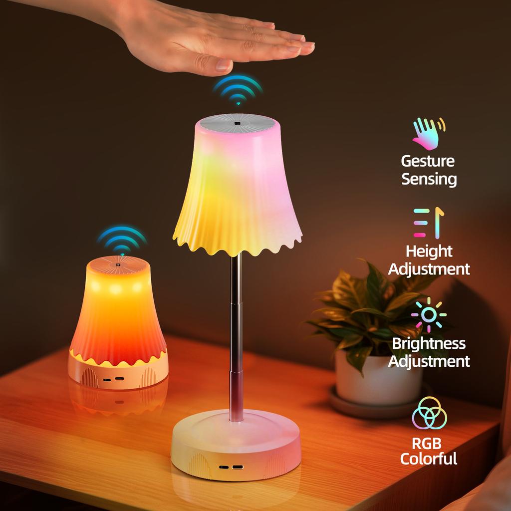 New Arrival RGB LED Night Lamp Hand Gesture Sensor Creative Night Light Dorm Room Bedside Lamp USB Charging 2600mah