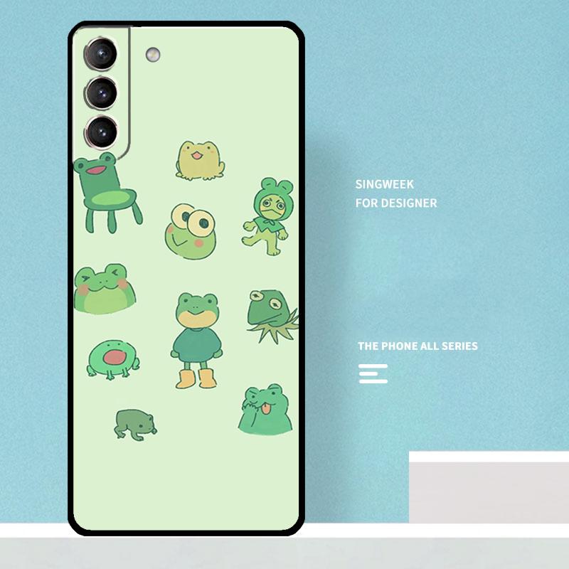 Cute Green Frog Case For Samsung Galaxy S25 Ultra S21 S22 S23 S24 Ultra S9 S10 S20 Plus S25 FE Phone Cover