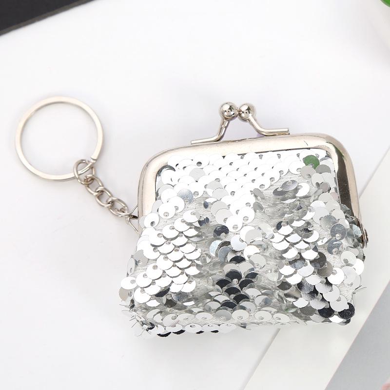 Pailletten Mini Portemonnee Draagbare Clip Muntzakje met Rits Leuke Kleine Tas voor Oortelefoonkabel & Lippenstift Opbergruimte