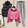Plush and Thick Hoodie Cotton Vest Casual Sports Pants 3-piece Fashionable Female Student Sports Set Winter Tracksuit Outfits