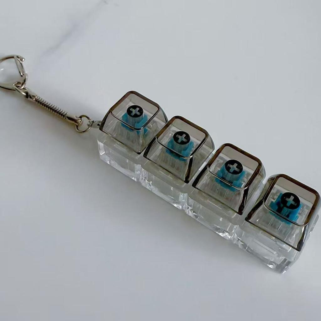 Creative Press Mechanical Keyboard With Lamp Decompression Artifact Personalized Keychain Vent Toy Transparent Schoolbag Buckle