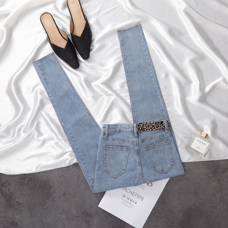 High-Waisted Stretch Leopard Patchwork Skinny Jeans for Women