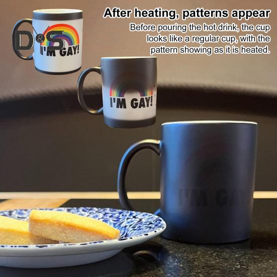 

Райдужна чашка, що змінює колір при нагріванні, 11 унцій. Я гей. Смішна груба чашка. Повідомлення проявляється при нагріванні. Креативна керамічна кавова чашка. Найкращий оригінальний подарунок-прикол на день народження, весілля.