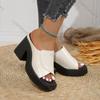 Fashion Comemore Summer New Square Head Solid Slippers for Women Platform Casual Large Size Women's Shoes Black Thick High Heeled Slides