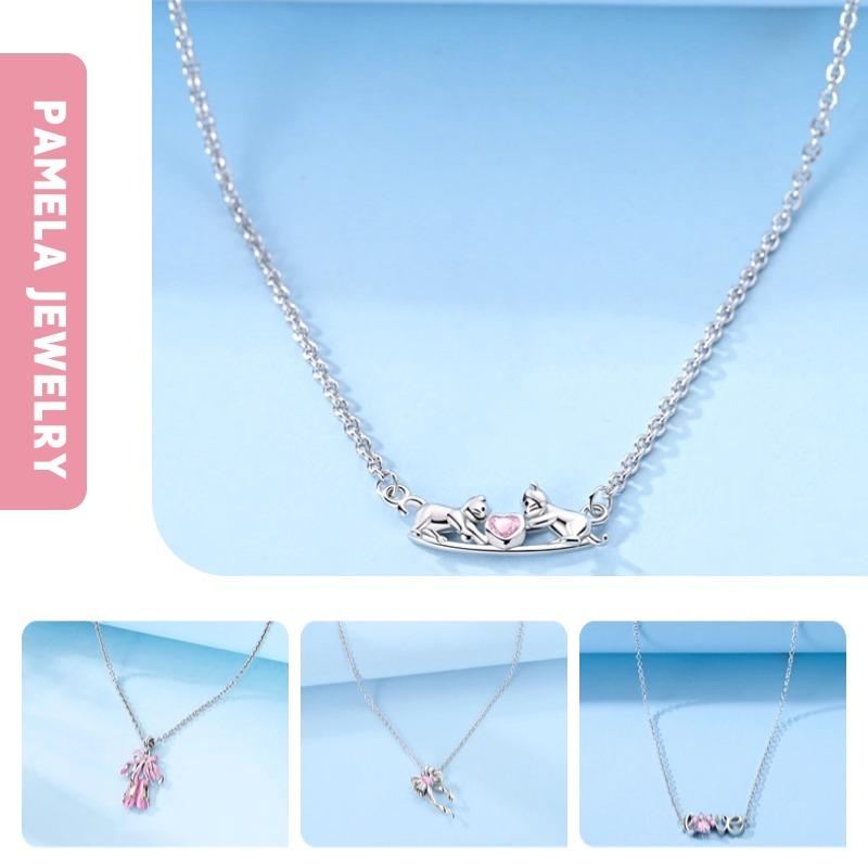 Angel's Wings Feather Necklace 925 Silver Original Blue Eyes Long Chain Link For Mom Women Wedding Party Jewelry Gift