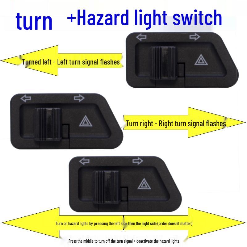 Compatible with Tai Ling Xin Ri electric vehicles and motorcycles: Dual Flash Turn Signal Switch with Copper Core, Medium Sand Finish.
