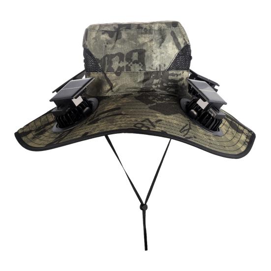 Chapéu Balde com Ventilador Solar Unissex Ajustável Aba Larga Chapéu de Sol com Painel Solar Integrado Ventilador de Resfriamento Proteção UV Chapéu de Pescador