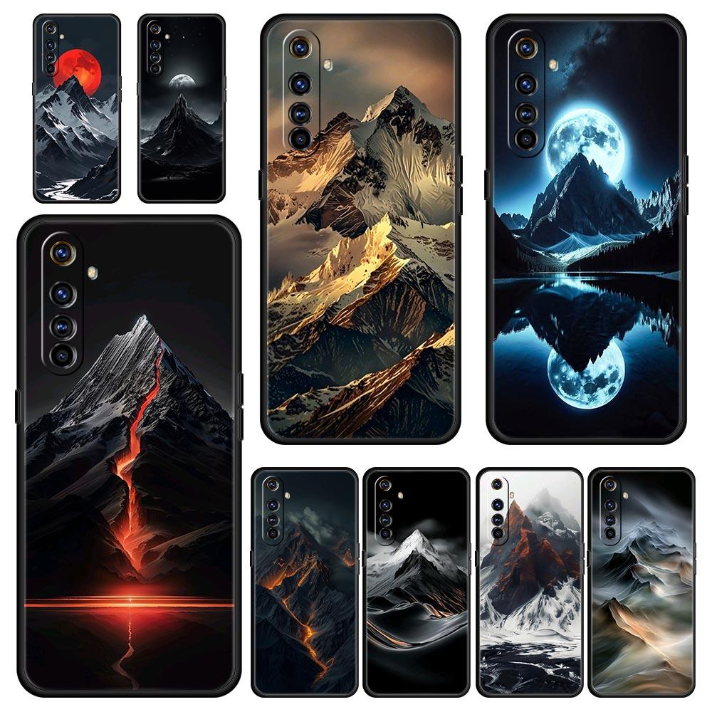 Schwarzer Berg Gipfel Weiches TPU Für Realme 13 12 11 10 9 Pro Plus GT3 GT2 C21 C25 C35 C53 C55 C67 Pro 5G Handyhülle Abdeckung Funda Tasche
