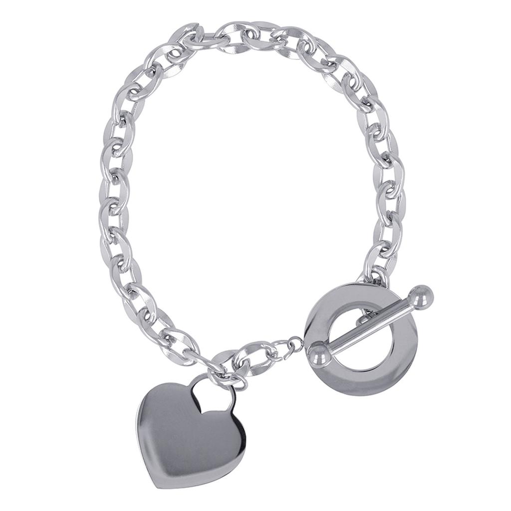 Les Trésors De Lily [R7421] - Bracelet Acier 'Love' argenté - 18 cm- 20 mm