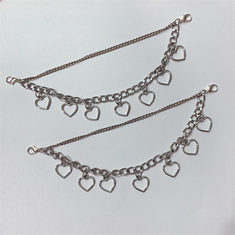 New fit hole shoes DIY decoration fashionable versatile heart-shaped silver chain set accessories shoe buckle