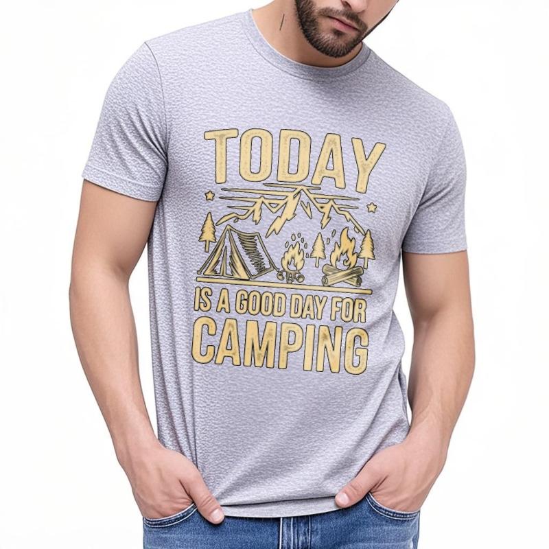 Soft Cotton Tee Workout For Man Oneck Tshirt Oversized Today Is A Good Day For Camping Cool Women Teeshirt Breathable Tee