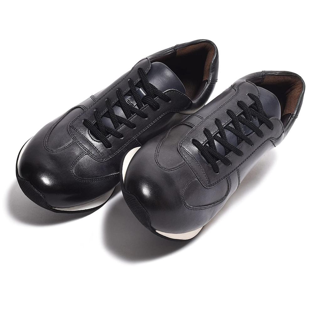 For B for Piu Leather Sneakers Tea Toe Smooth Gray Casual Shoes [B Piu] Men's KBC-1 25.0