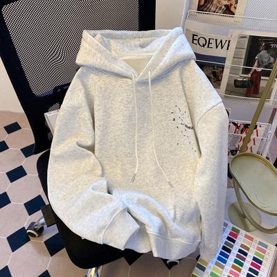 American Hooded Autumn and Winter Sweater Men's Printing Heavy 2025 New Women's Fleece Thickened Long Sleeves