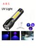 USB Rechargeable Mini UV Flashlight Zoomable Ultraviolet Torch Portable Inspection Light 365nm Pet Detector Violet Flashlights