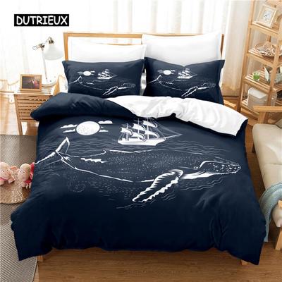 Cartoon Whale Painting Bedding Set Duvet Cover Set Bedding Digital Printing Bed Linen Queen Size Bedding Set Fashion Design