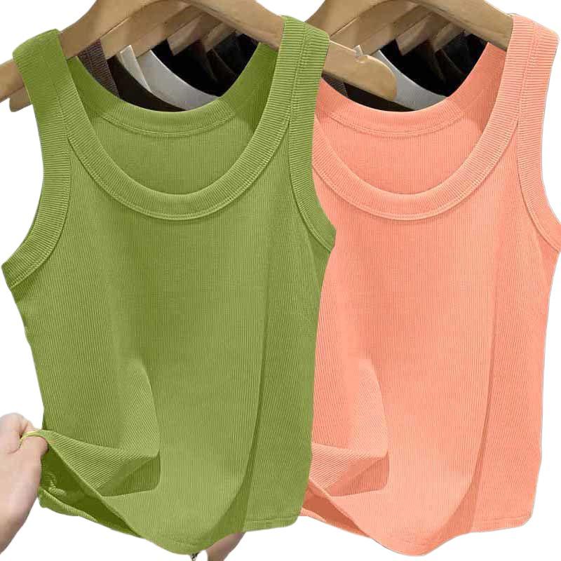 Modal Ribbed Spaghetti Strap Tank Top - Women's Versatile U-Neck Solid Color for Spring/Summer, Sports, Yoga, Base Layer.