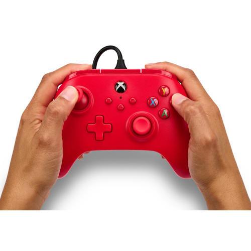 [2 Year Warranty] Powera Wired Controller Xbox Series X|s Xbox One Pc for Windows 10/11  Official Licensed  1519366-01 Red Double Vibration Function