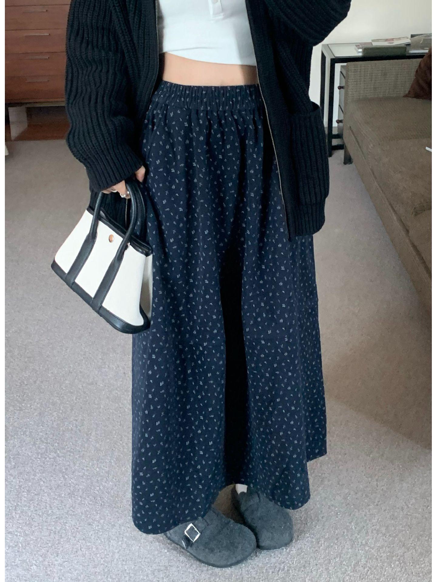 2025 Autumn High-Waisted Floral Wool Skirt - Slimming & Versatile L