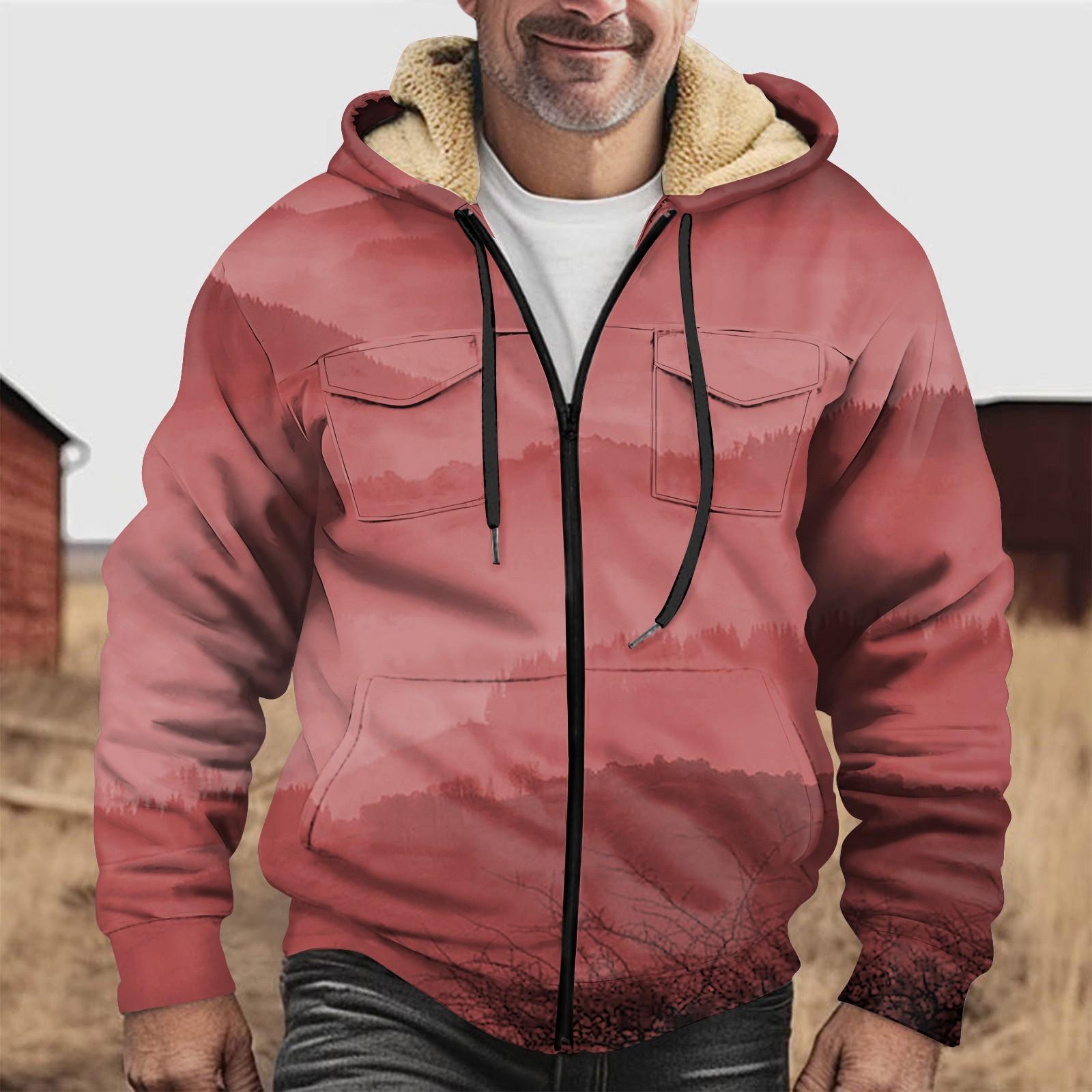 

Мужская утолщенная куртка на пуговицах с двойным карманом и карманной вставкой, хлопковая куртка M красный