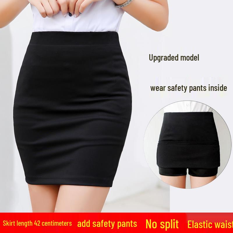 

Plus Size Professional Black Midi Bodycon Skirt for Spring/Summer - OL Commute One-Step Skirt 2XL (135-150 kg)