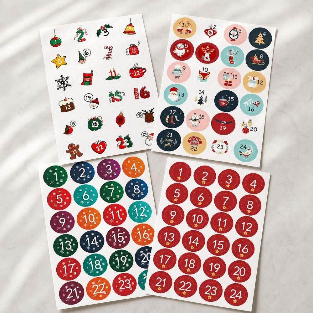 24pcs Per Sheet Numbered Stickers Christmas Packaging Labels  Cookie Candy Packaging