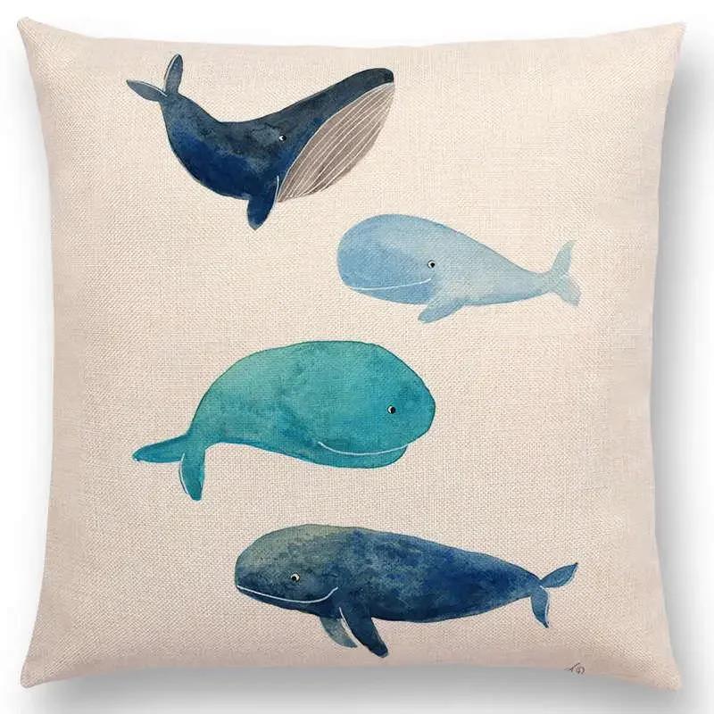 Newest Fashion Nordic Style Whale Cushion Cover Ocean Whales Home Pillow Case   Pillows Covers