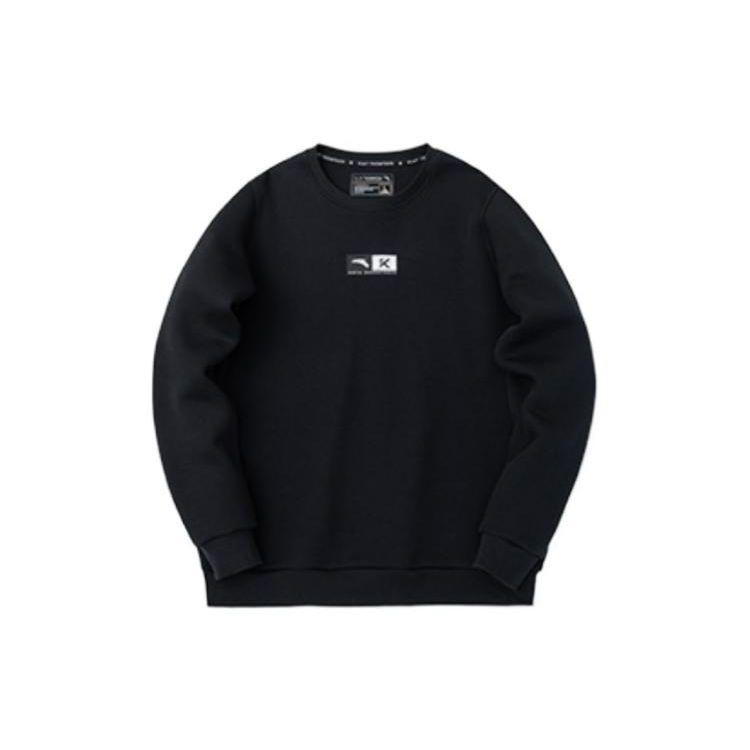 

Anta Basketball Series Logo Printed Sports Ribbed Knit Crewneck Sweatshirt Men sweatshirt Black 152311701-5 4XL