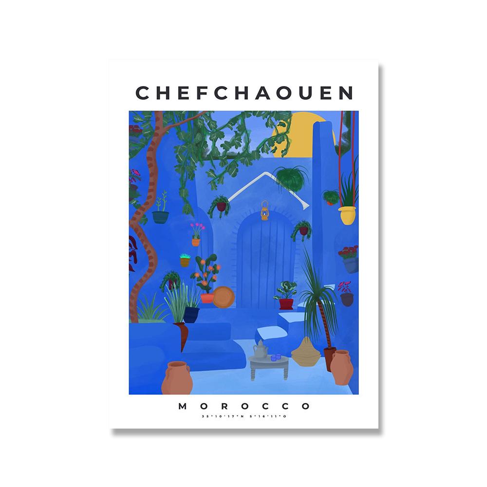 

Марокко Пейзаж Плакат Африка Монмартр Испания Мадрид Город Путешествие Картина на холсте Современное настенное искусство Печать Картина для домашнего декора 21x30cm No Framed белый