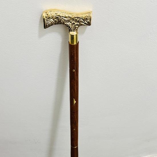 Messing Designer Viktorianischer Derby-Griff Gehstock Brauner Holz-Einlege-Stock Londoner Verkäufer