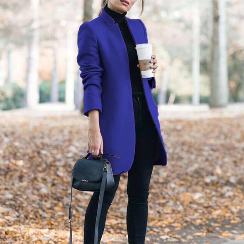 Overcoat Fashion Womens Trench Coat Ladies Solid Color Winter Warm Long Jacket