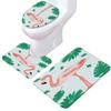 Flamingo Bathroom Toilet Three-Piece Floor Mat Doormat Bathroom Carpet