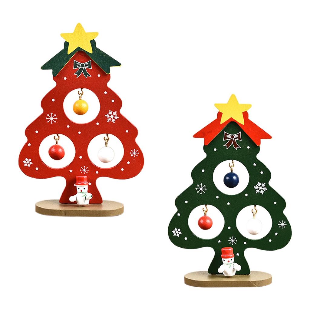 Tabletop Christmas Tree 13.7cm Small Xmas Trees Decoration Mini Wood Christmas Tree for Window Shelf Bedroom Party Countertop