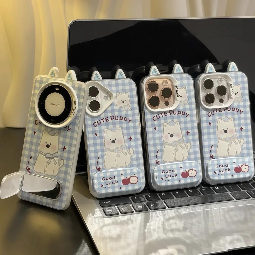 The Cute West Highland Stand Is Suitable for Iphone16pro Cases Apple 15promax Phone Cases  and 14 Mirror Surfaces