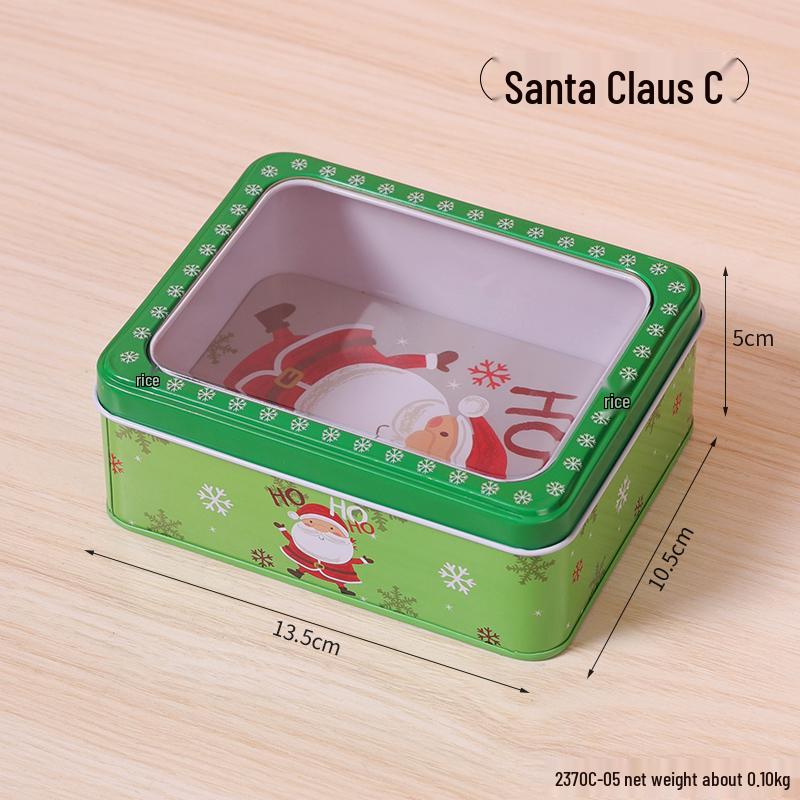 Christmas Rectangular Tin Skylight Box for Candies and Cookies - Children's Decorative Empty Gift Storage Box