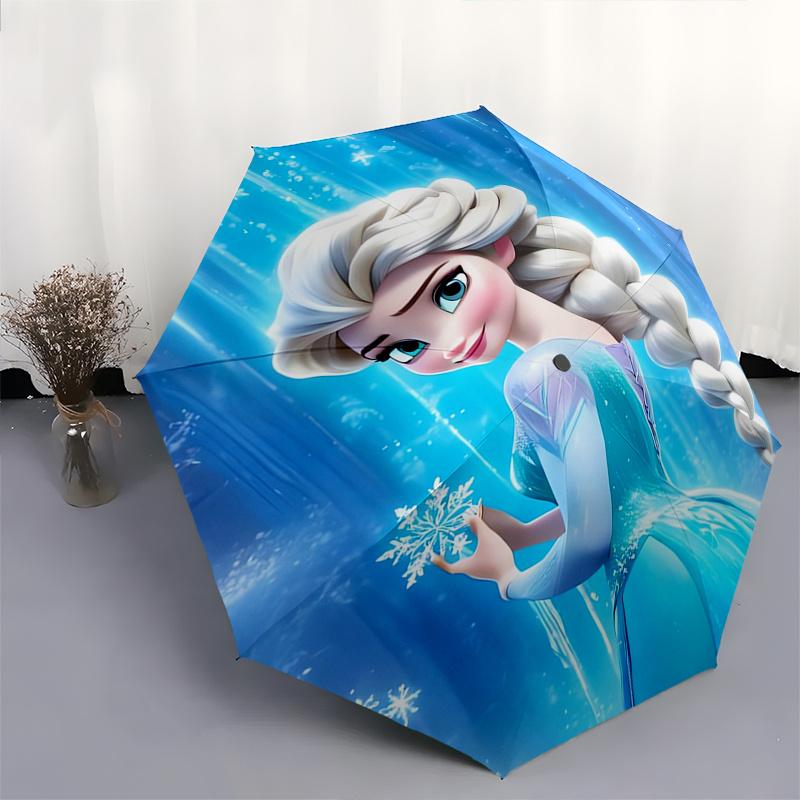Elsa, Snowflake Automatic Opening and Closing Umbrella, Compact Travel Umbrella, Lightweight and Portable, Suitable for Beach Commuting Busi