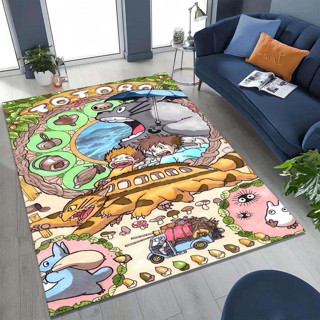 Kawaii T-Totoros Cartoon Art Carpet Rug for Bedroom Living Room Sofa Home Doormat Decor,Large Kids play Non-slip Floor Mat