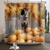 Fall Forest Natural Scene Shower Curtain for Bathroom Autumn Maple Tree Plants Rural Landscape Pumpkin Waterproof Shower Curtain
