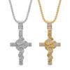 026 Jewelry Fashion Trend Inlaid Zircon Men's Exquisite Gift Jewelry Necklace Exquisite Snake Plate Cross Pendant
