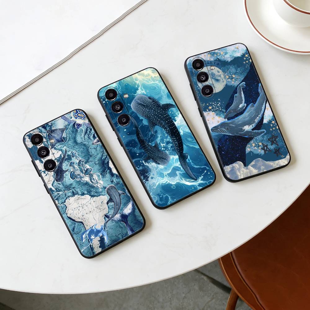 A M-Marine Whale P-Puzzle Phone Case For Samsung Galaxy A91,80,73,72 ,71,53,52,32 ,31,22,21s,20,Soft Black Case