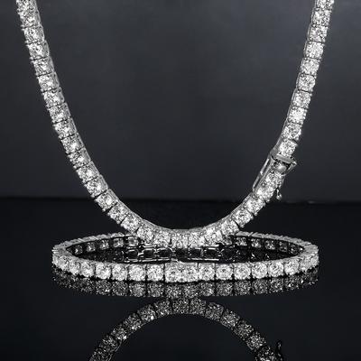 A Popular Zircon Tennis Chain Jewelry Men's Necklace European and American Niche Hip-hop Hiphop Jewelry Women's Bracelet