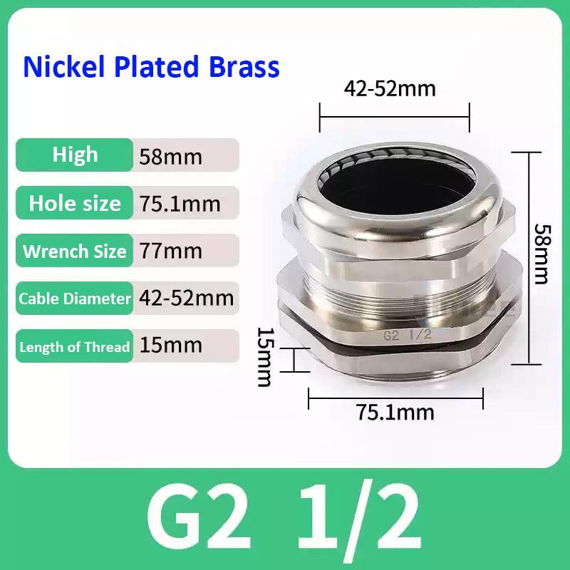 Waterproof Cable Gland IP68 Nickel Plated Brass 1/4" 3/8"1/2" 3/4" 1" 2" 3" BSPP/NPT Male Thraed For 3-6.5mm 4-8mm Cable Joint