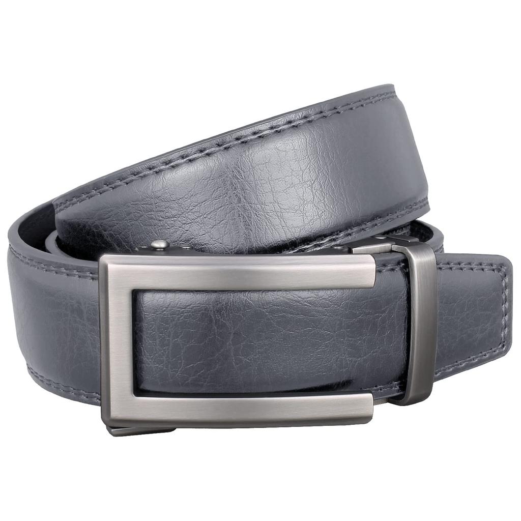 Gray Golf Plus No Genuine Men's Belt, Size, Holes, Casual, Leather, Stylish, Auto-Lock, Stepless, Large, Thick, Long, 35mm, 130cm, Gray, MBS-481gy-GY