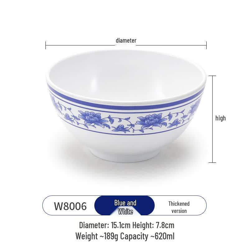 Chinese Style Blue  White Melamine Soup/Rice Bowl