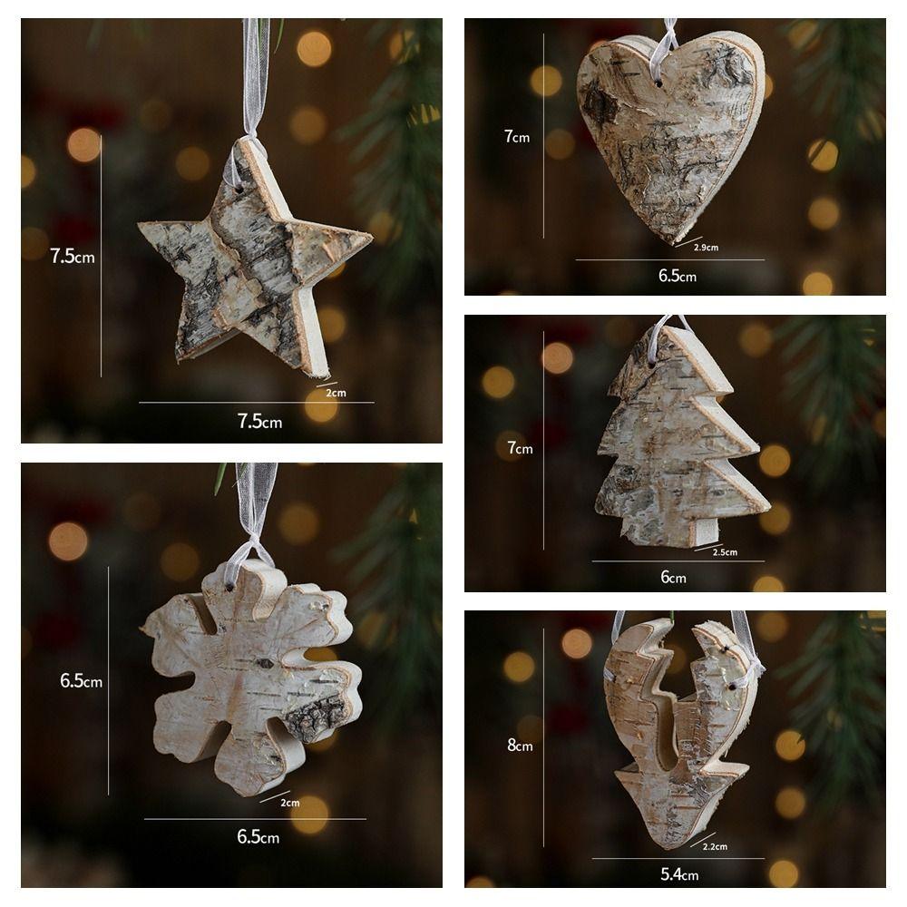 2pcs DIY Christmas Wooden Snowflake Pendant Cartoon Christmas Hanging Decoration Hotel Office Decor