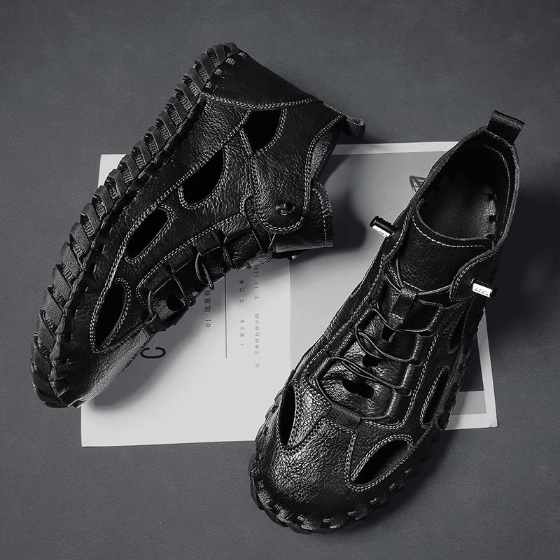 2024 Sommer Klassische Herren Hollow Out Sandalen Strandschuhe Angel-Campingschuhe Herren Freizeitschuhe Handgefertigt Weiche Sohlen